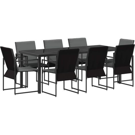 Conjunto de Comedor de Jardín 9 pcs Negro y Antracita vidaXL