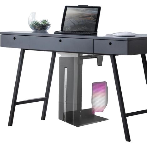 Soporte para ordenador, capacidad de carga de 30 kg, altura ajustable de 10 a 47 cm, ancho ajustable de 13 a 21,5 cm, material de acero laminado en frío, compatible con la mayoría de tamaños de chasis (1/5)
