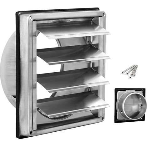 Air vent grille, 150 mm, non-return valve, weatherproof, stainless steel, with movable slats, air vent, vent grille, flap grille, Ø 150 mm (1/5)