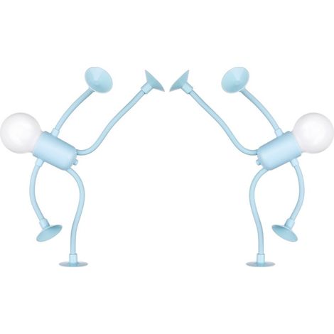 Lot de 2 veilleuses amusantes à forme changeante, mini veilleuses en forme d'ampoule, lampe de bureau pliable à ventouse, décorations de décompression, veilleuses à faire soi-même (bleu)