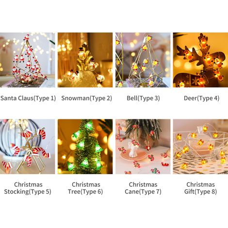 10 pieds 30 LED lumières suspendues décoratives de Noël chaîne de fée blanche chaude alimentée par batterie éclairage d'arrière-cour pour la fête en plein air jardin patio (1/5)