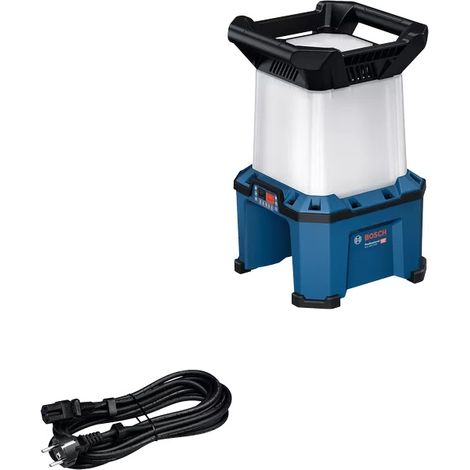 Bosch Professional – Lampe de chantier 18V 7500 lumens – Fonctionnement hybride secteur et batterie – Modes 180°/360° – Port USB-C intégré - GLA 18 VH