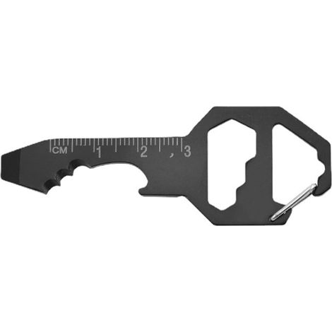 Mini outil carte type carte-clé multifonction porte-clés noir, décapsuleur bouteille, douille hexagonale, tournevis portable pendentif, exclusif Asie du Sud-Est, outil de poche compact. (1/3)