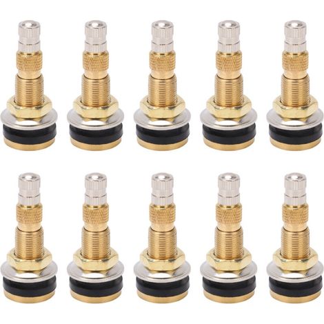 Tige de valve de pneu sans chambre à air liquide – Lot de 10 pièces – Laiton 1 7/8 pouces – Trou de 0,625 pouces pour tracteur - TR618A (1/4)