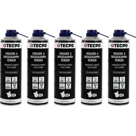 TECPO Vergaser- und Drosselklappenreiniger 5x 500ml Lösemittel AGR Ventil Reiniger Carburetor Cleaner Einspritzdüsen Düsenreiniger Ansaugreiniger