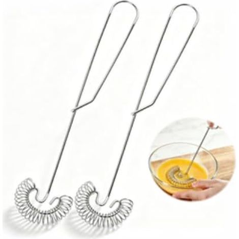 (2 Schneebesen) Spiralbesen aus Edelstahl, Mini-Küchenbesen für Saucen und Eier, kleiner Handschneebesen zum Aufschäumen und Mischen, kompaktes Küchenutensil 28 cm (1/5)