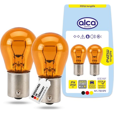 alca® Glühlampen PY21W 12 V 21 W BA15s Warnblinklicht Blinkerlampe 2er Set (1/5)