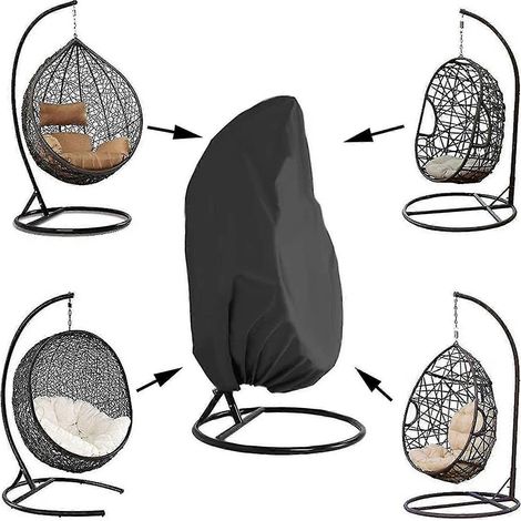 Housse de protection pour fauteuils hamac, housse anti-poussière pour fauteuils hamac/fauteuils à bascule de terrasse avec cordon de serrage (noir) (1/5)