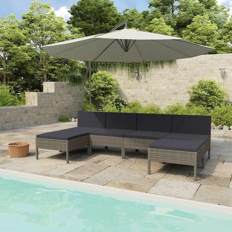 Salon de jardin 6 pcs Ensemble Table et Chaise de Jardin - avec coussins Résine tressée Gris BV324184 - BonneVie (1/5)