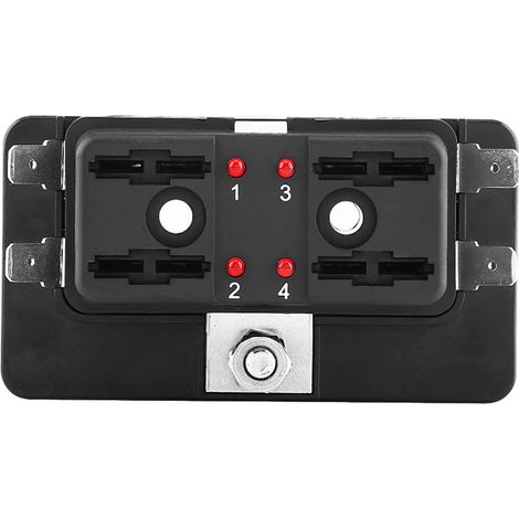 4-fach Sicherungskasten mit LED-Anzeige und Flachsicherungshalter, für Auto, Transporter, Boot, Schifffahrt, zum Schutz elektrischer Stromkreise, Kontrollleuchte. (1/5)