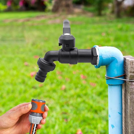 1/2" brass garden tap, frost and heat resistant, with hose connection, black (1/2)