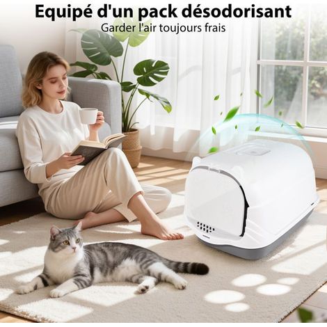 Katzentoilette - DAYPLUS - Komplett - Geruchsneutral - Auslaufsicher 51×37×36 cm - Tragbarer Griff