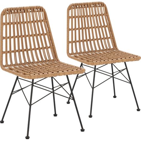 Pack 2 sillas de comedor o jardín Aitana Ratan/Negro (1/5)