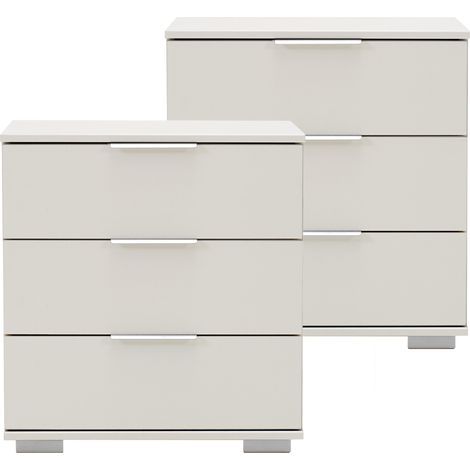 Schlafzimmer 2er Set Nachttisch Nachtschrank, auch für Boxspringbetten geeignet, in weiß ELSTRA-43, B/H/T ca. 52/58/38 cm