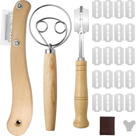 Set de Couteau de Boulanger – 2X Couteaux à Pain + 20 Lames + Fouet Danois (1/5)