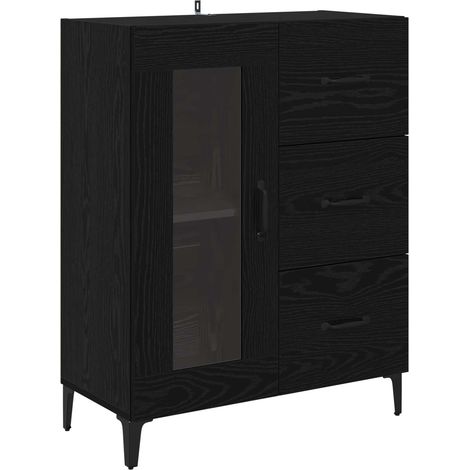 Vitrina con cajón Roble Negro 69,5 x 34 x 90 cm vidaXL