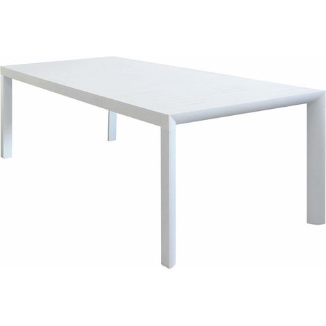 Ausziehbarer Tisch "Houston" aus Aluminium-Lamellen 135/180x70 für Garten und Veranda -Weiß (1/4)