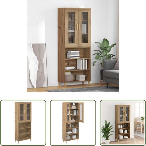vidaXL Buffet en verre - Haut Armoire Chêne artisanal 69,5 x 34 x 180 cm (1/5)