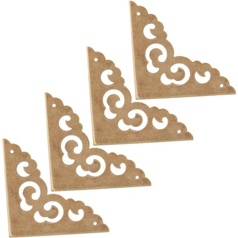 4 protège-coins décoratifs, laiton/bois, pour boîtes et meubles (1/5)