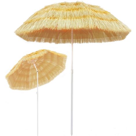 FIMEI Parasol de plage Naturel 180 cm Style hawaïen (1/5)