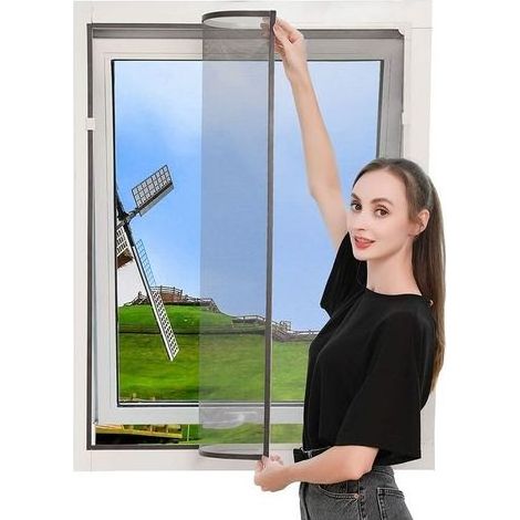 TAISHENGDA Magnetisches Fenster-Moskitonetz, zuschneidbar, insektendicht, 70 x 120 cm, magnetischer Moskitonetzvorhang mit verstellbarem Rahmen, waschbar, kein Bohren erforderlich, feuerfest und wasse (1/5)