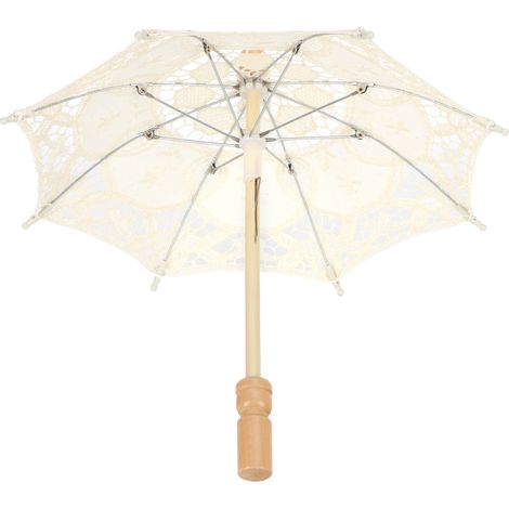 Parapluie de Mariée Dentelle Rétro Beige pour Photoshoot et Fêtes Costumées