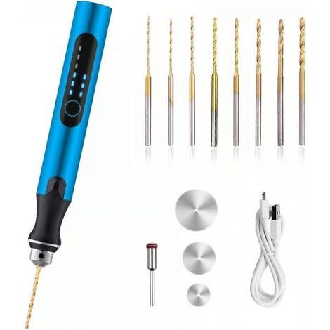 Mini perceuse sans fil à 3 vitesses avec 8 petits forets, perceuse électrique rechargeable, kit de micro-perçage pour la fabrication de bijoux, la résine et le plastique (1/5)