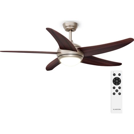 Klarstein Bolero - Ventilatore da soffitto con lampada  132 cm  35 W  Funzionamento silenzioso  Legno