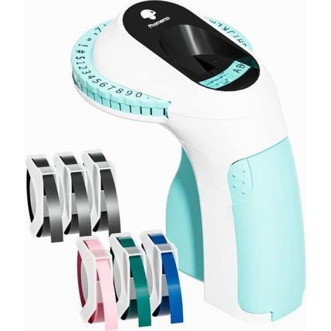 Tiqueteuse - Gaufreuse 3D Portable - Imprimante À Étiquettes Manuelle Sans Fil - Modèle E975 Vert - Ruban 9 Mm - Pour Supermarché, Cuisine, Rangement Et Bricolage (1/4)
