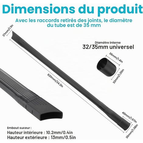 Embout Aspirateur, Suceur Aspirateur Universel, Les Aspirateurs Avec Raccord de 35 mm, Emboîtable pour Tous Les Aspirateurs. (1/2)
