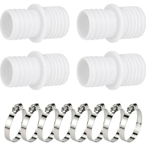 4 raccords Tuyau Piscine 32-38 mm 8 Colliers Serrage INOX (1/5)