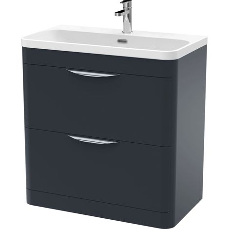 Balterley Aldershawe 800mm Floor Standing 2 Drawer Vanity Unit with Ceramic Basin - Dark Grey
