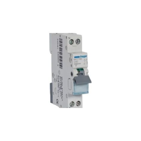 Disjoncteur 1P+N 4.5-6kA courbe C - 40A 1 module