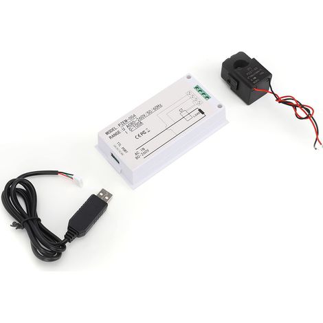 Compteur Énergie Multifonction LED PZEM-004 avec Transformateur à Noyau Fendu et Adaptateur USB, Affichage Tension Courant Puissance, Testeur de Consommation Électrique (1/5)