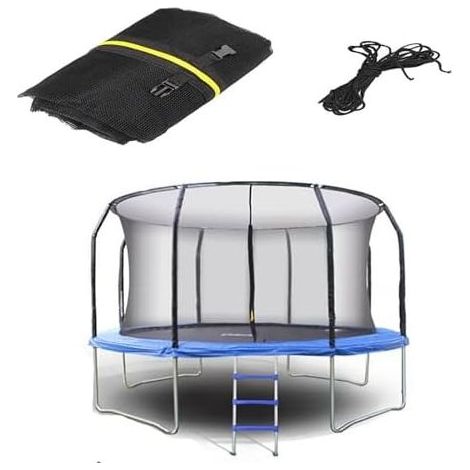 Ersatz-Sicherheitsnetz für Trampoline, PE mit Reißverschluss und Schnallen, strapazierfähig, für 6/8/10-Fuß-Trampoline, Garten und Hof, Schwarz, 10 Fuß - 8 Stangen (1/5)