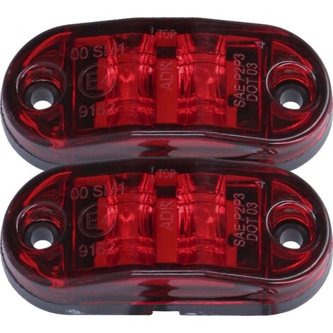 Feu de position latéral 2 LED 10-30V rouge, clignotant lumineux pour auto, camion, remorque, camping-car (1/5)