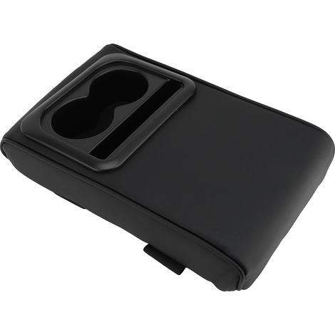 Coussin d'accoudoir de console centrale de voiture en simili cuir avec porte-gobelet Coussin d'accoudoir universel pour voitures SUV camions GT-3-1 Coussin de rehaussement Régulier Noir (1/2)