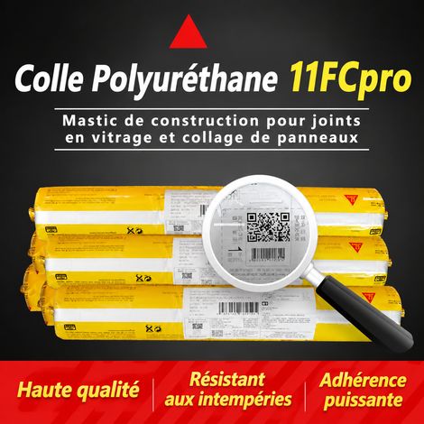 Mastic colle polyuréthane 11FC noir pour étanchéité et collage 600ml 800 g – Livraison gratuite (1/5)