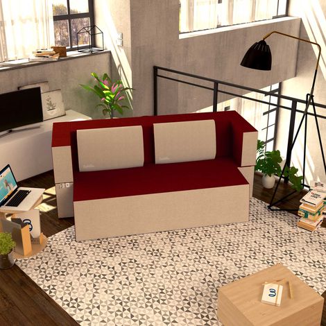 Baldiflex Divano Morbido Convertibile in Letto Matrimoniale color Rosso Pompeiano Praticho (1/5)