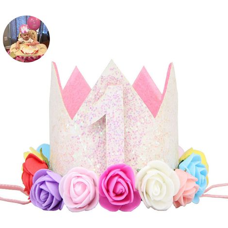 Couronne d'Anniversaire pour Enfant - Bandeau Réglable en Tissu Non Tissé avec Numéro Personnalisable - Accessoire Capillaire Fête Princesse - 1 Pièce (1/5)