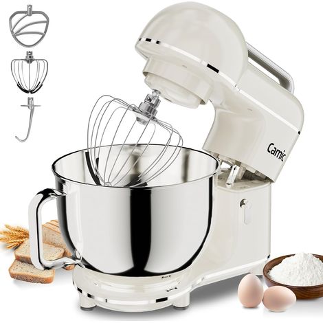 Camic 2000W Pastry Mixer with 10 Speed Levels with Carry Handle, Stainless Steel Mixing Bowl (7L), Kneader with Mixer Hook, Dough Hook, Whisk (1/5)