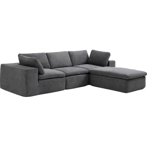 Divano angolare modulabile in tessuto grigio antracite - CORTOLINE (1/5)