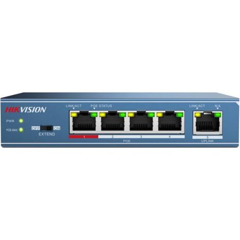 Hikvision DS-3E0105P-E/M switch di rete Non gestito Fast Ethernet (10/100) Supporto Power over Ethernet (PoE) Blu