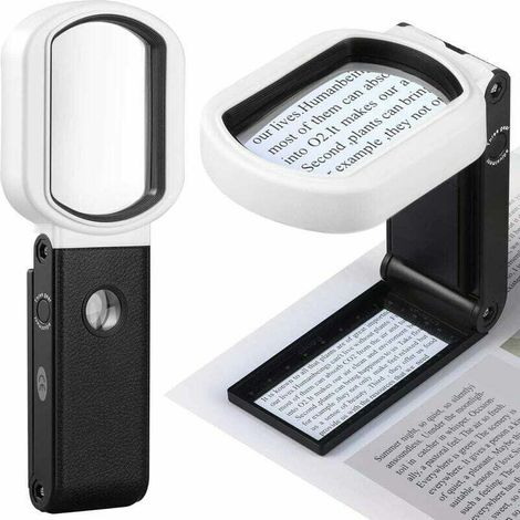 Lupa mit Beleuchtung, 20X 10X, manuell und mit Unterstützung, mit 9 LED-Leuchten für Unterricht, Inspektion, Freude, Erkundung, Pasatiempos und Handbücher.