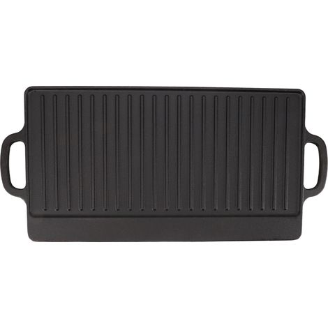 Plaque de cuisson double face en fer à chauffage rapide et uniforme, réversible, pour le camping, les réchauds à gaz et les plaques à induction. (1/5)