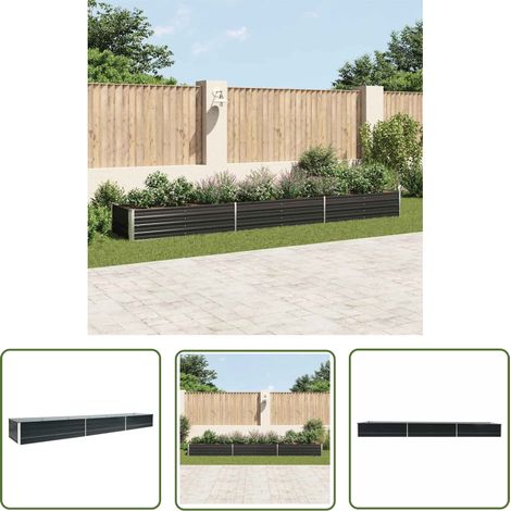 The Living Store Garten-Hochbeet Verzinkter Stahl 480x80x45 cm Anthrazit - Hochbeet - Gartenhochbeet - Stahlteich - Pflanzenbehälter - Balkonbepflanzung (1/5)