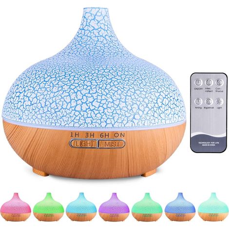 Diffusor für ätherische Öle, 550 ml, Ultraschall-Luftbefeuchter, elektrischer Aromatherapie-Diffusor mit Fernbedienung, 7 Farben LED-Leuchten