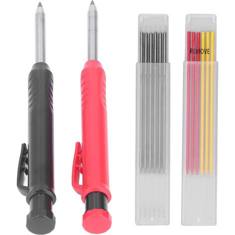 Ensemble de 14 outils de marquage pour le travail du bois, comprenant des mines rouges, noires et jaunes. (1/5)