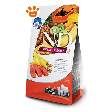 Farmina Dog N&D Tropical Adult Medium Maxi Salmone - Sacco 10 Kg - Cibo Secco Cani