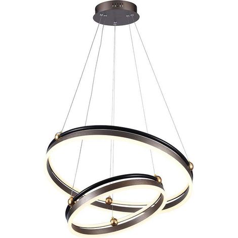 Lustre à suspension LED avec 2 cercles 50W Metal Colour Coffee d : 62.5cm h : 110cm 3000K (1/5)